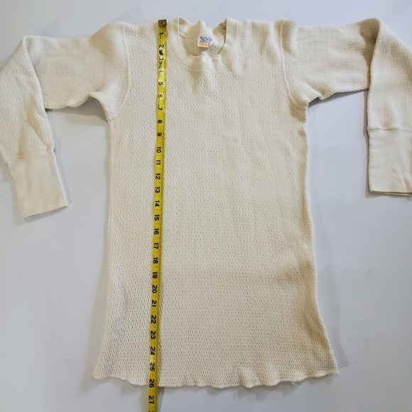 🟢2193 * Sears Mens Store Thermal Long Sleeve Cream White Size M 38/40 Vintage - Picture 5 of 8